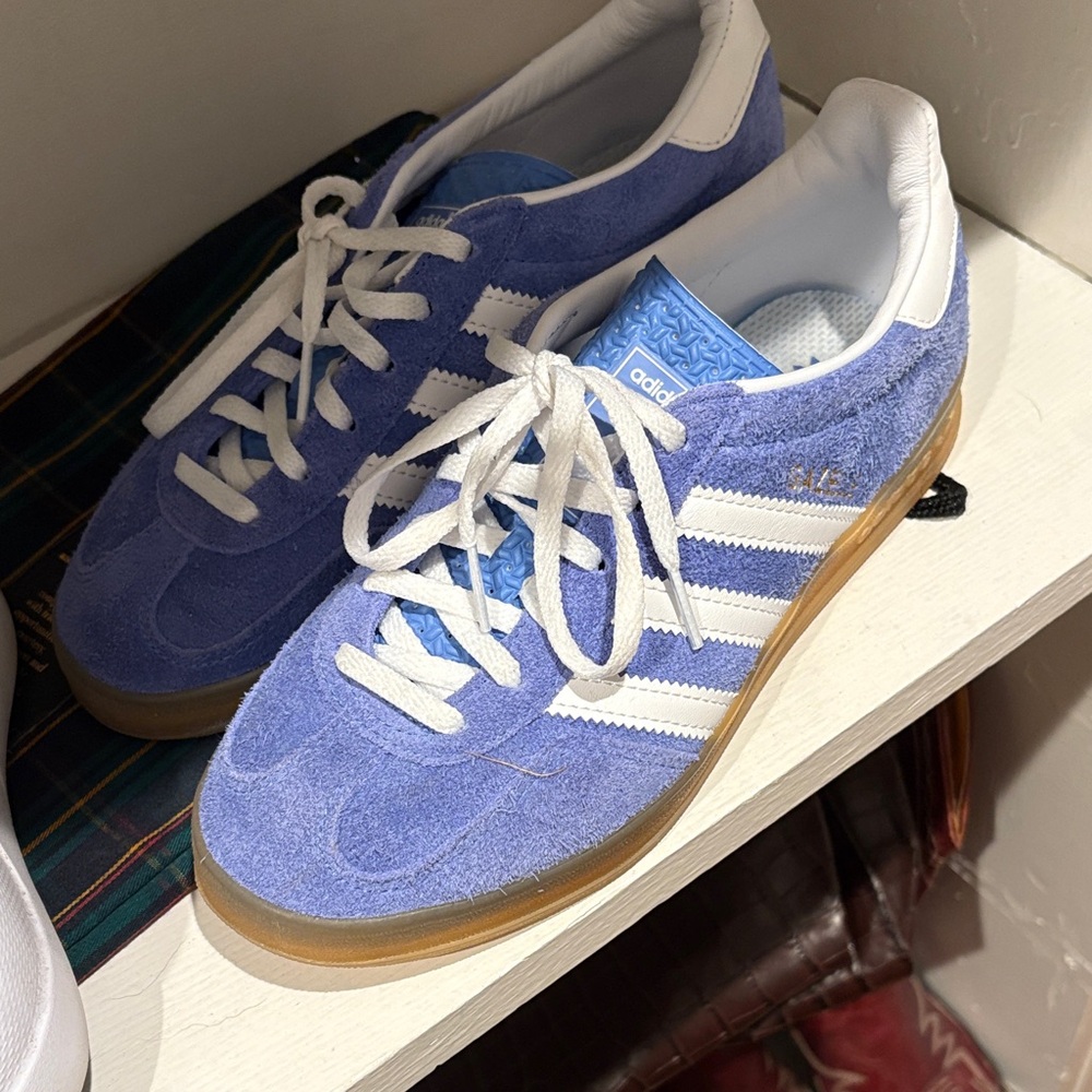 Adidas Blue and White Suede Sneakers